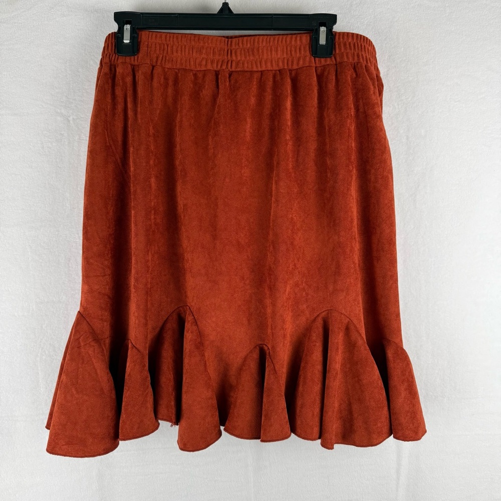 Rust Orange Ruffle Hem Skirt, Grace & Emma, 2xl, Women’s